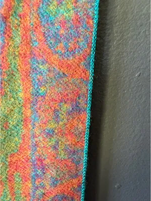 100% Silk Turquoise and Coral Floral Shawl Wrap thumbnail 10