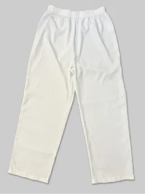 White Satin Pajama Top with Faux Fur Cuffs thumbnail 2