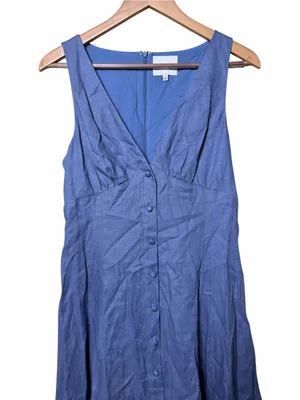 Reformation Sebastien Linen Midi Dress Size 8 thumbnail 5