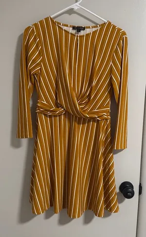 As You Wish Yellow and White Striped Dress thumbnail 1