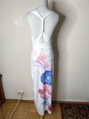 Commense White Semi Sheer Ocean Print Maxi Dress thumbnail 8