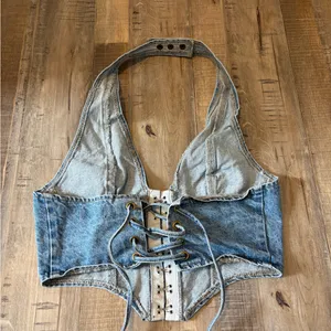 Edikted Denim Corset Halter Top thumbnail 2