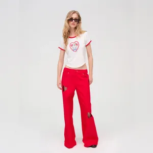 NWT Free People + For Love & Lemons I Love You Heart Baby Tee In White thumbnail 2