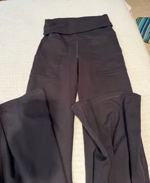 aerie Black Foldover High-Waist Leggings with Pockets thumbnail 1