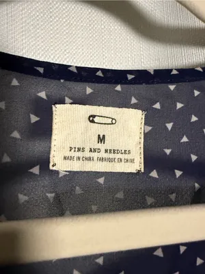 Pins And Needles Navy Blue and White Triangle Print Sheer Blouse Size Medium thumbnail 4