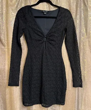 Urban Outfitters Silence + Noise Bella Black Lace Key-Hole Mini Dress Small NWOT thumbnail 1