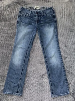 Ariat REAL Denim Women's Blue Medium Wash Straight Jeans Size 31‎ Short thumbnail 1