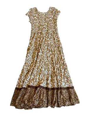 Soft Surroundings Kara Animal Print Maxi Dress Flowy Tiered Neutral Size XS thumbnail 8