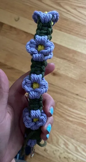 Purple Macrame Flower Keychains Multiple thumbnail 1
