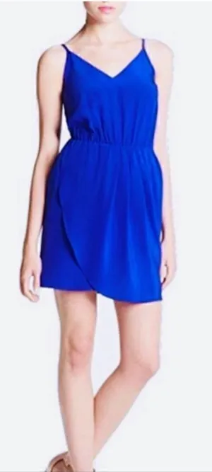 Amanda Uprichard Blue Silk Faux wrap Dress S thumbnail 1