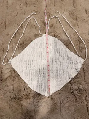 Crochet Top Rhombus Diamond Tie Back Backless Boho Beach Vacation Swim Cover Up thumbnail 4