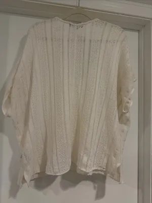 Sanctuary Cream Open-Knit V-Neck Swim Coverup thumbnail 6