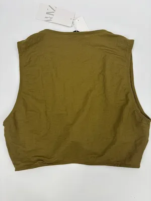 Zara Olive Twist-Front Crop Tank thumbnail 7