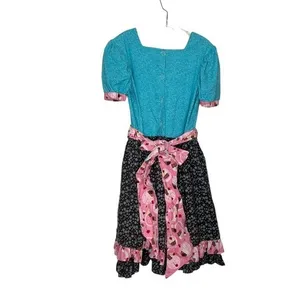FIRE WIFE FASHIONS Cotton Dress Full Skirt Mixed Print Cupcakes Button Back thumbnail 4