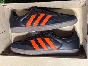 Adidas Sambas. Black and orange. Men’s 7.5, women’s 8.5. thumbnail 4