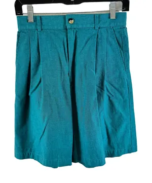 Vintage Pin Hi Arrow Teal Green High Waisted Cotton Lightweight Golf‎ Shorts 10 thumbnail 1