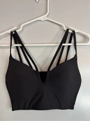 Lululemon Athletica Black Like a Cloud Longline Ribbed Strappy Bralette Size B/C thumbnail 9