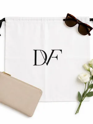 Diane von Furstenberg Large White Cotton Drawstring Dust Bag Logo Storage Bag thumbnail 10