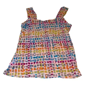 Madison Tank Top Womens Medium Multicolor Geometric Mesh Y2K Artsy thumbnail 2