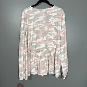 Modlusive NWT Pink Camouflage Long Sleeve Babydoll Top - 2X - Women's Plus Size thumbnail 7