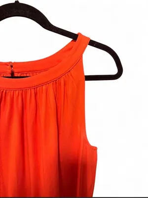 Lands' End Bright Orange Eyelet Scalloped Hem Sleeveless Tank Top L thumbnail 5