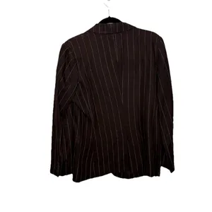 Isaac Mizrahi for Target Brown Linen Pinstriped Blazer Pants Suit Jacket Sz 8 thumbnail 5