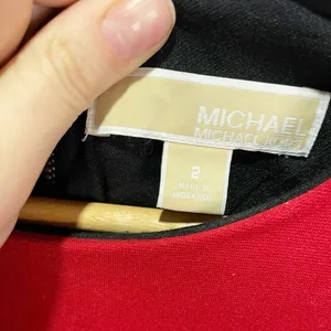 Michael Kors 2 Red Black‎ Colorblock Sheath Dress Long Sleeve Career Stretch thumbnail 3