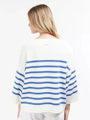 Barbour White Knit Sweater with Cream Label Detail thumbnail 6