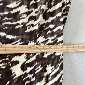 Michael Kors Brown & Cream Abstract‎ Print Bodycon Dress SZ 12 Old Money Chic thumbnail 15