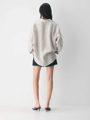 Aritzia Wilfred Reminisce Relaxed Linen Shirt Oversized Undyed Ecru thumbnail 7
