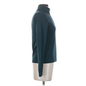 Vuori Teal Heather Half Zip Mock Neck Long Sleeve Performance Pullover Small thumbnail 3