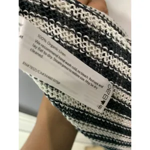 Eileen Fisher Dress Womens Small Black Ivory Striped Shift Knee Short thumbnail 5