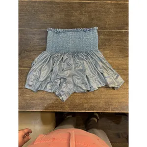 Queen of Sparkles Powder Blue‎ Metallic Swing Womens High Waisted Shorts size XS thumbnail 2