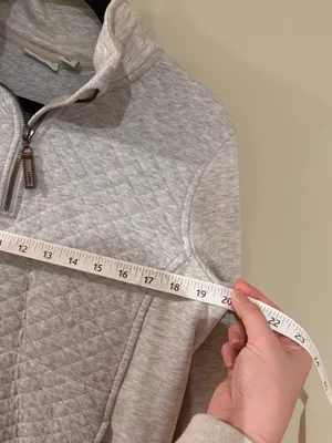 L.L. Bean Gray Quilted Quarter-Zip Pullover thumbnail 9