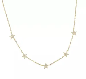 Sterling Silver 18kt Gold Plated 925 Cubic Zirconia Star Necklace thumbnail 1