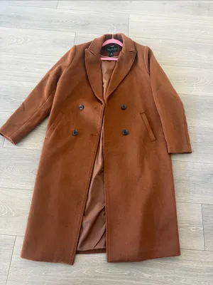 Rachel Zoe Double-Breasted Rust Brown Wool Pea Coat thumbnail 1