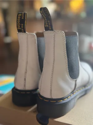 Dr. Martens White‎ Leather Chelsea Boots. Some scratches but soles are perfect. thumbnail 4