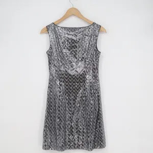 White House Black Market Silver Sequin Sleeveless Boat Neck Shift Dress XXS thumbnail 4