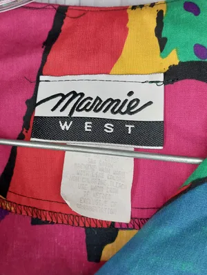 Marmie West Vintge 1980’s Colorful Abstract Maximalist Retro Artsy Top thumbnail 2