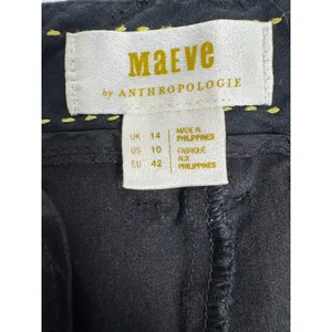 Maeve Anthropologie Black Wide Leg Trousers Pants‎ Size 10 Stretch Cotton Blend thumbnail 6