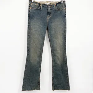 Motel Denim Womens Blue Distressed Raw Waist Low Rise Y2K Flare Jeans Size 31/S thumbnail 2