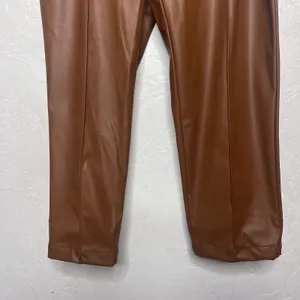 Nine West Brown Faux Leather Pull On Pant Size Large New MSRP $54 thumbnail 3
