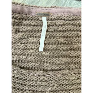 Free People Textured Knit Sweater Brown Oversized Slouchy Pullover Women’s Large thumbnail 8
