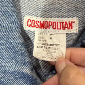 Vintage‎ Cosmopolitan Denim Vest Womens M Blue Jean Zipper front thumbnail 5