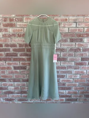 JJ’s House Chiffon Midi Dress NEW Women’s Small Sage Green Romantic Wedding thumbnail 2