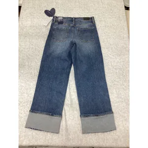 Scoop Womens High Rise Straight Leg Distressed Jeans Medium Wash Wide‎ Cuff NEW thumbnail 6
