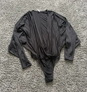 Amanda Uprichard Black Stretch Bodysuit with Surplice Neckline thumbnail 2