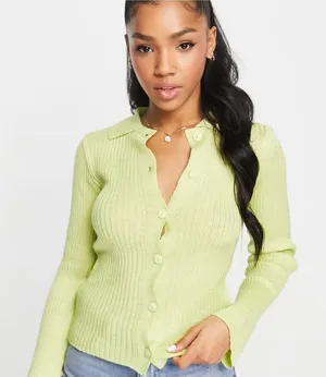ASOS DESIGN sweater with collar in‎ green Women's size 2 thumbnail 1