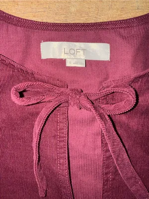 LOFT Corduroy Bow Tie-Front Mini Dress in Burgundy thumbnail 4