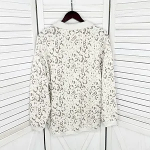 Aerie Leopard Print Oversized‎ Sweatshirt Cream Tan Beige Small Quarter Zip thumbnail 9